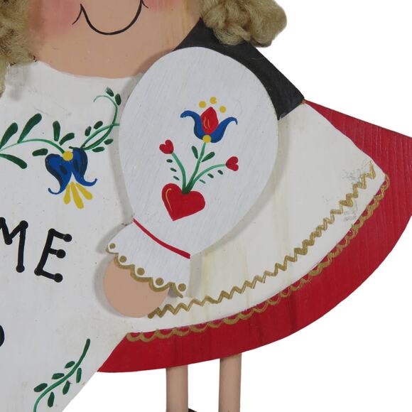 Hand Painted Folk Art Wooden Welcome Sign with Heart - Slovak "Vitame Vás" - Picture 4 of 15